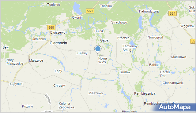 mapa Nowa Wieś, Nowa Wieś gmina Ciechocin na mapie Targeo
